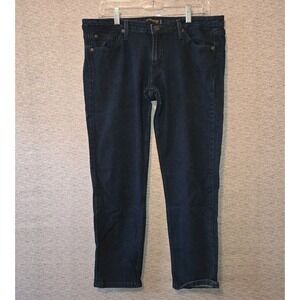 Levis 524 Jeans Women's 35x26.5 Too Superlow Stretch Straight Dark Wash Low Rise